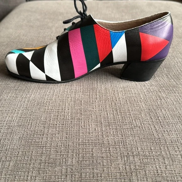 Handmade Colorful leather Lace-up Oxfords, size 39 - Picture 8 of 12